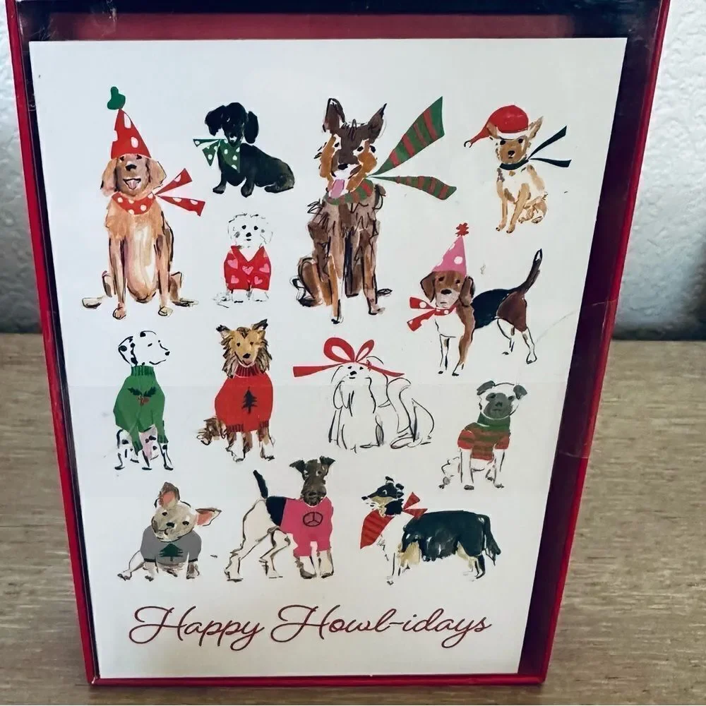 Happy Howlidays Christmas Dog Greeting Cards Set